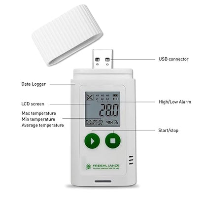 Freshliance USB Temperature Data Logger Recorder, Configurable LCD Digital - Image 4