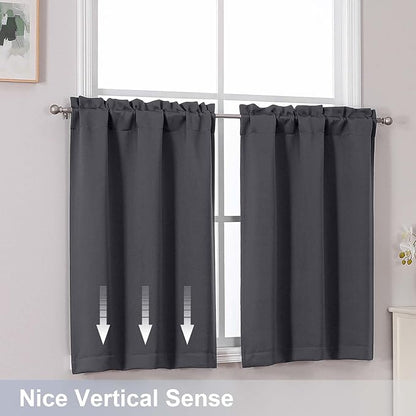 Chyhomenyc Charcoal Grey Short Blackout Curtains 36 Inch Length, Small Kitchen - Image 6