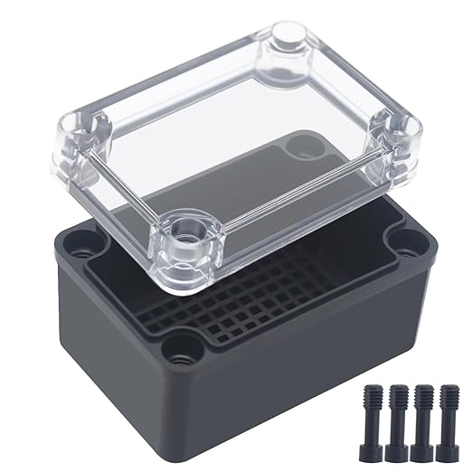 Junction Box, IP67 Waterproof ABS Black Project Box Clear Cover by Otdorpatio