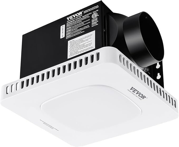 VEVOR Bathroom Exhaust Fan, 80 CFM High-Efficiency Ventilation, 1.5sones Low by VEVOR