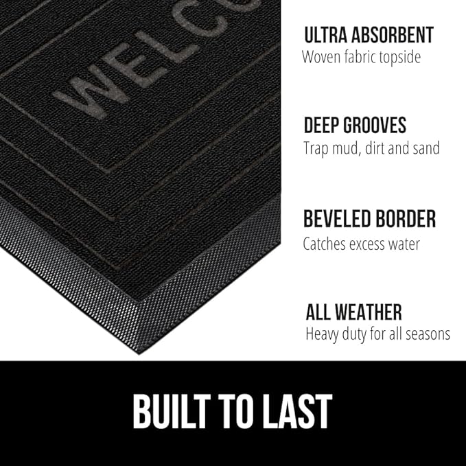 GORILLA GRIP 100% Waterproof All-Season WeatherMax Doormat 35x23, US Designed - Image 3