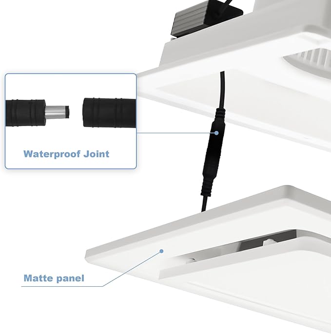 Bathroom Exhaust Fan with Light, 9.8 in Panel, 6000K 12W Square LED, 117CFM 0.7 - Image 4