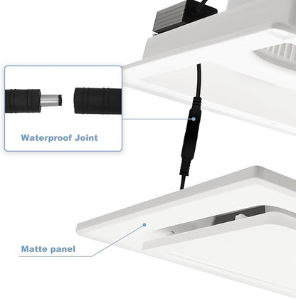 Bathroom Exhaust Fan with Light, 9.8 in Panel, 6000K 12W Square LED, 117CFM 0.7 - Image 4