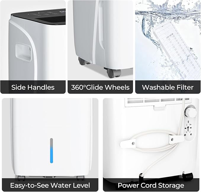 Max 150 Pint Dehumidifiers for Small/Medium Rooms, Bedrooms & Bathrooms & - Image 8
