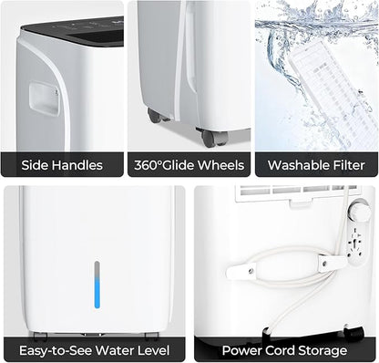 Max 150 Pint Dehumidifiers for Small/Medium Rooms, Bedrooms & Bathrooms & - Image 8