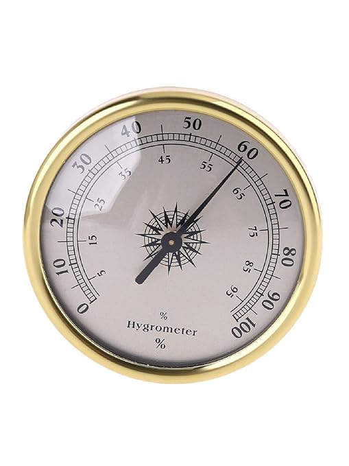 72mm Round Analog Hygrometer Gold Humidity Meter Gauge No Battery Needed by Unknown