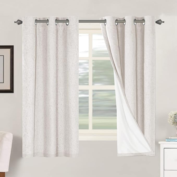 H.VERSAILTEX Primitive Linen Curtains 100% Blackout Curtain Drapes Burlap by HVERSAILTEX