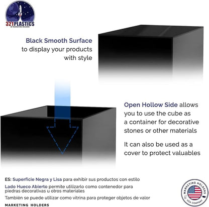 6 Pack Acrylic Display Riser Boxes 3 Piece No Lid Black Retail Product Riser - Image 6