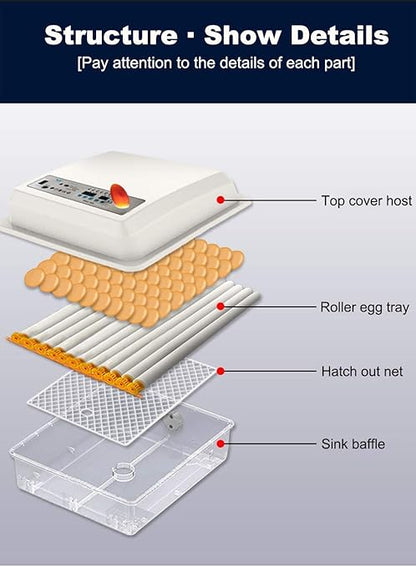 JAEDO Automatic Egg Incubator 150~180 Egg Incubator Digital Automatic Hatcher - Image 6