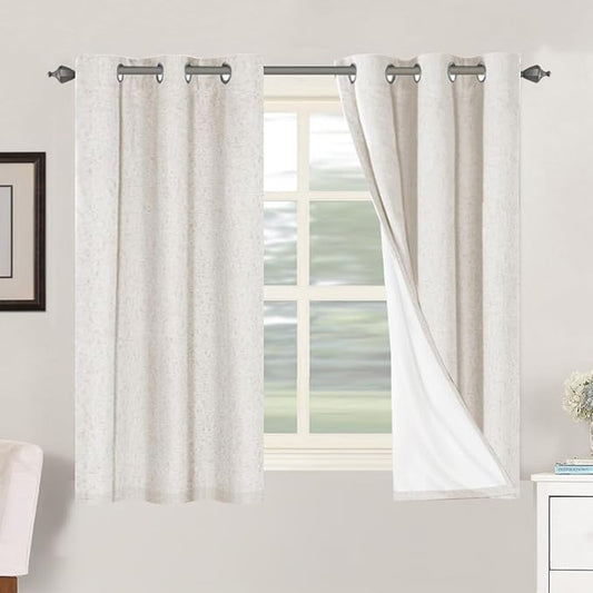 H.VERSAILTEX Primitive Linen Curtains 100% Blackout Curtain Drapes Burlap by HVERSAILTEX