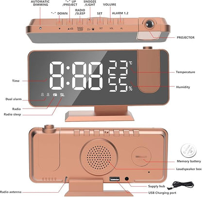 Projection Digital Alarm Clock for Bedrooms, Alarm Clock Radio on Ceiling - Image 5