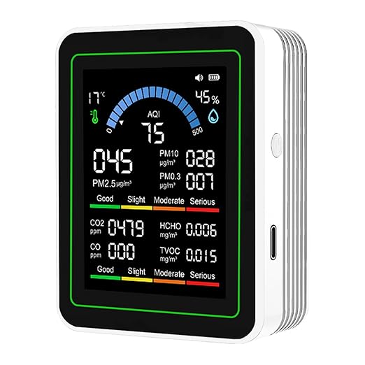 Air Quality Monitor Indoor, 10 in 1 Portable Smartair Quality Tester by zemeollo