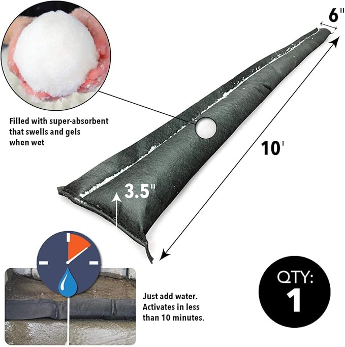 Quick Dam QD610-1 Water Activated Flood Barrier 10 feet - Image 3