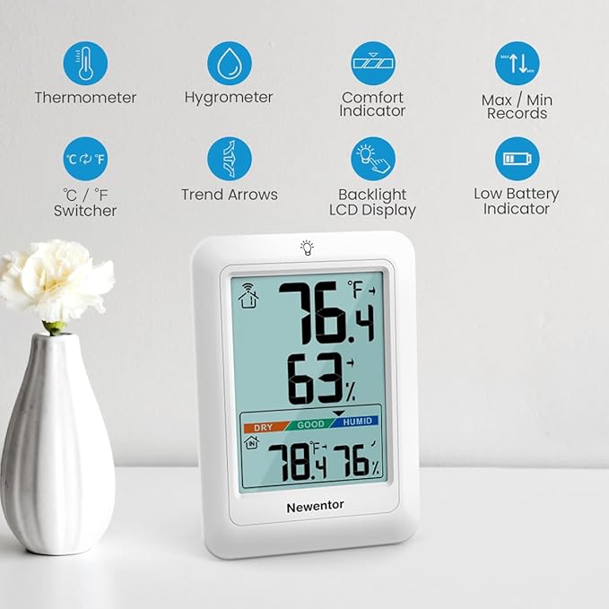 Newentor Indoor Outdoor Thermometer Wireless, Weather Stations Wireless Indoor - Image 7