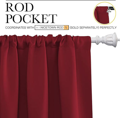 NICETOWN Christmas Burgundy Red Curtains Blackout Drape Panels - Image 3