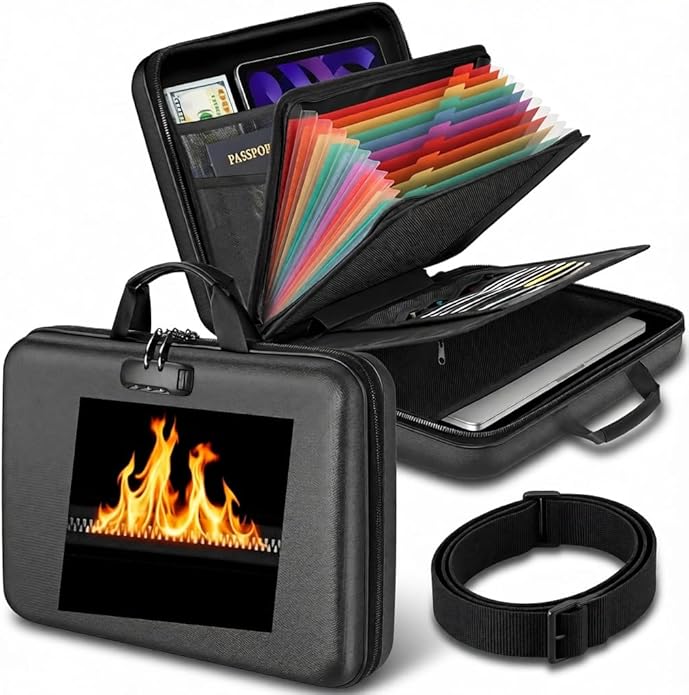 Fireproof Document Organizer Bag, 5200℉ File Organizer Safe Box, Hard Shell - Image 2