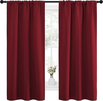 NICETOWN Christmas Burgundy Curtains Blackout Drape Panels - Image 2