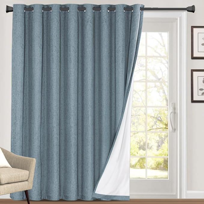 PrinceDeco Linen Blackout Curtains 108 Inches Long Energy-Efficient Temperature by PrinceDeco
