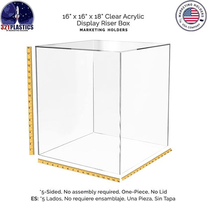 16" x 16" x 18" Clear Acrylic Display Box No Lid Versatile Square Plexiglass - Image 7