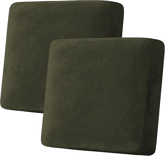 H.VERSAILTEX Velvet Stretch Couch Cushion Cover Plush Cushion Slipcover by HVERSAILTEX