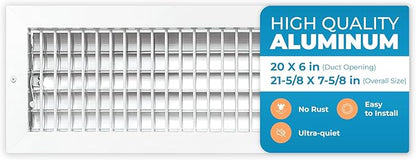 Aluminum 20 x 6 In Heater Vent Deflector Wall AC Grille – Premium Register Vent by Air360