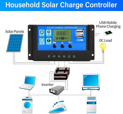 PWM Solar Charge Controller 30A Solar Panel Controller 12V/24V Auto Adjustable - Image 5