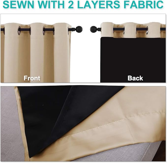 NICETOWN Thermal Insulated 100% Blackout Curtains, Sound Proof Drapes - Image 5