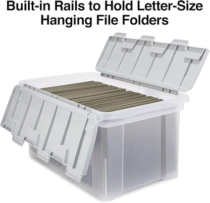 STAPLES Hanging File Folder Box, Storage Bin Organizer, Wing Lid, Letter Size - Image 3