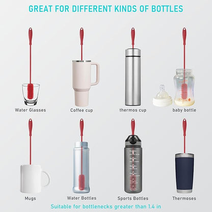 15.7" Silicone Bottle Brush, ddLUCK Water Bottle Cleaner Brush - Image 2