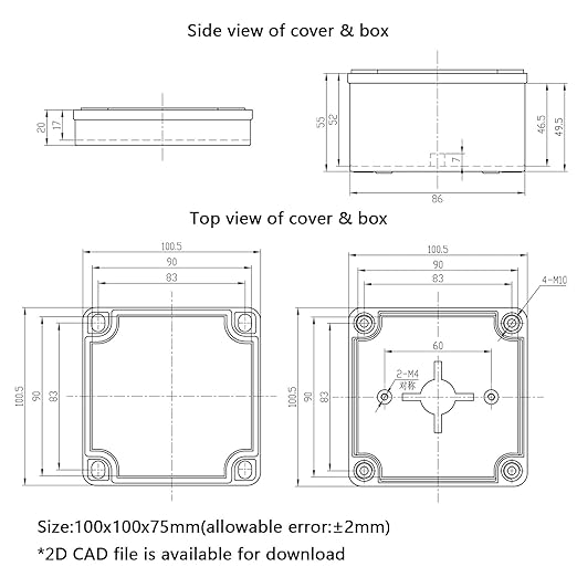 Junction Box, 3.9"x 3.9"x 3" Outdoor Electrical Box - Image 7