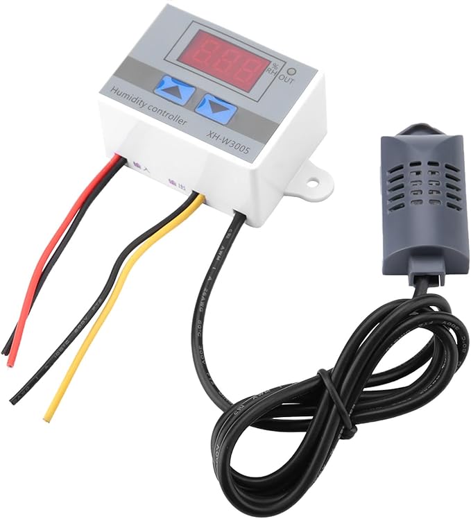 Digital Humidity Controller, 12V 24V 220V Humidistat Switch Sensor, LCD by QANYEGN