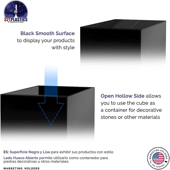 Acrylic Display Box with One Open Side 7" Black Versatile Square Plastic - Image 4