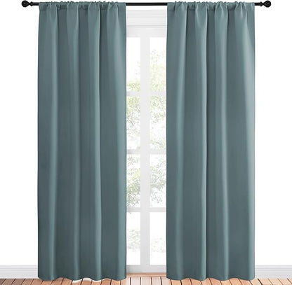 NICETOWN Greyish Blue Blackout Curtains Panels - Image 2