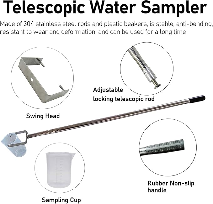 ERRULAN Telescopic Water Sampler Dipper, Ultra Light Rod Plastic Beaker - Image 7