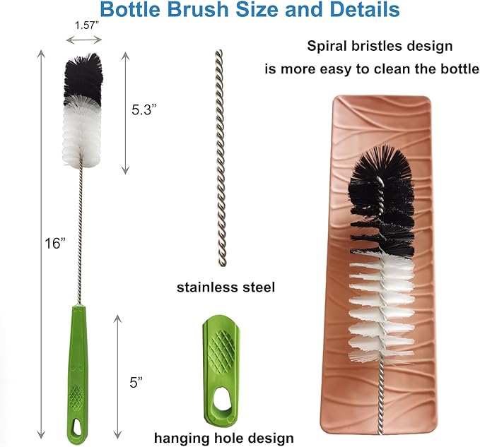 2 Pack 16" Water Bottle Brush for Cleaning, Dokpod Long Handle Bottle Cleaner - Image 6