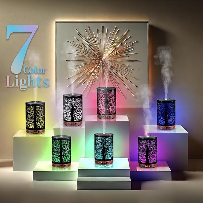 Oil Diffuser with Essential Oils Set, Aromatherapy Diffuser with 7 Color Lights - Image 4
