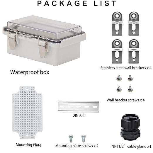 Waterproof Electrical Box, IP67 Junction Box Stainless Steel Latch Hinged Clear - Image 5