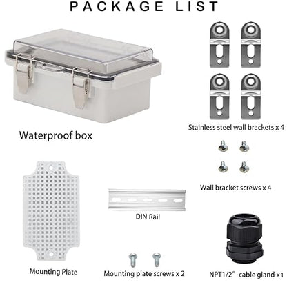 Waterproof Electrical Box, IP67 Junction Box Stainless Steel Latch Hinged Clear - Image 5