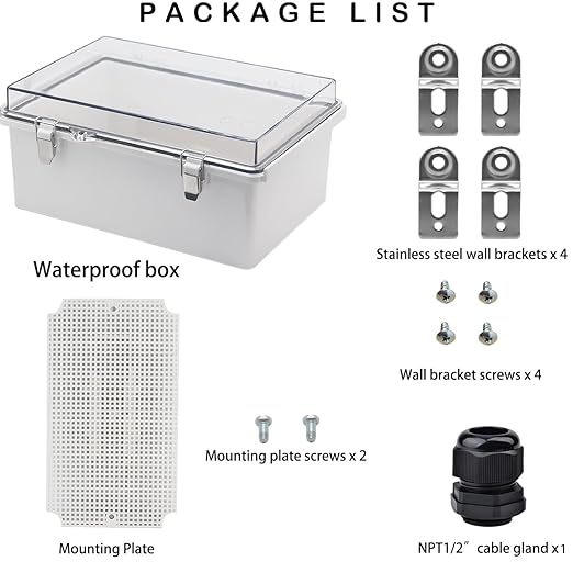 Waterproof Electrical Box, IP67 Junction Box Stainless Steel Latch Hinged Clear - Image 5