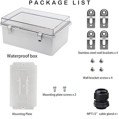 Waterproof Electrical Box, IP67 Junction Box Stainless Steel Latch Hinged Clear - Image 5