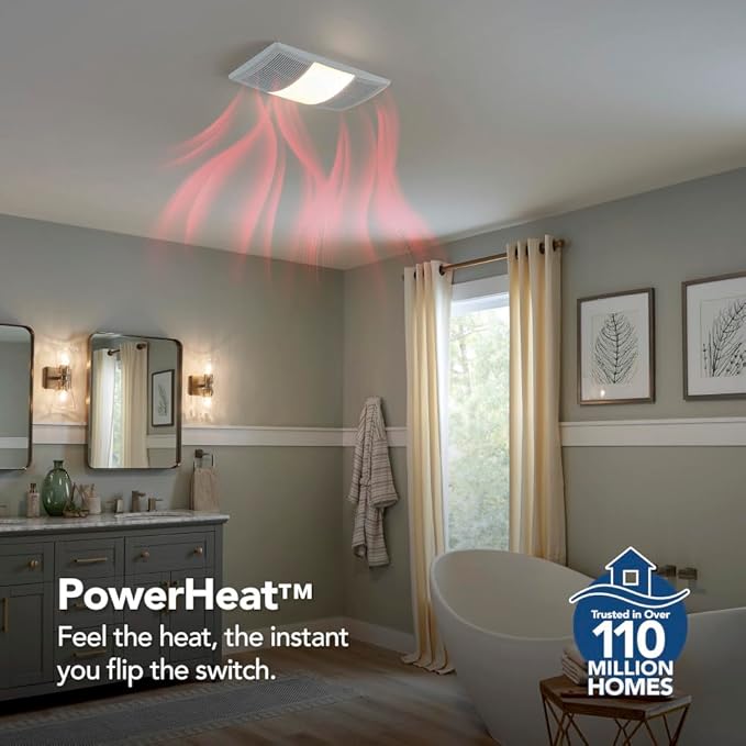 Broan-NuTone BHFLED110 PowerHeat Bathroom Exhaust Fan, and LED Light Combination - Image 4