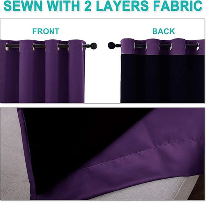 NICETOWN 100% Blackout Blinds, Royal Purple, Laundry Room Decor Window - Image 5