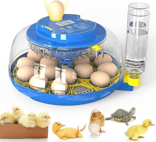 Advanced 18-Egg Incubator for Hobbyists, Dual-Size Egg Trays, Custom Incubation by Unknown