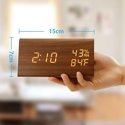 OCT17 Wooden Alarm Clock, Smart LED Digital Clock - Image 2