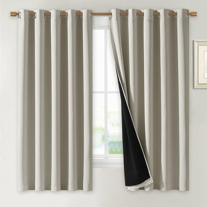 NICETOWN Natural 100% Blackout Lined Curtains, 2 Thick Layers Completely by NICETOWN