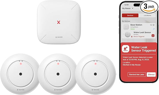X-Sense Wi-Fi Water Leak Detector, Smart Water Sensor Alarm, Water Detector by X-Sense