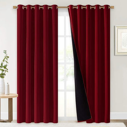 NICETOWN 100% Blackout Window Curtain Panels, Burgundy Red, Cold and Full Light - Image 2