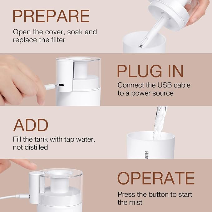 Portable Mini Humidifier, 180ml USB Cool Mist Small Humidifiers - Image 6