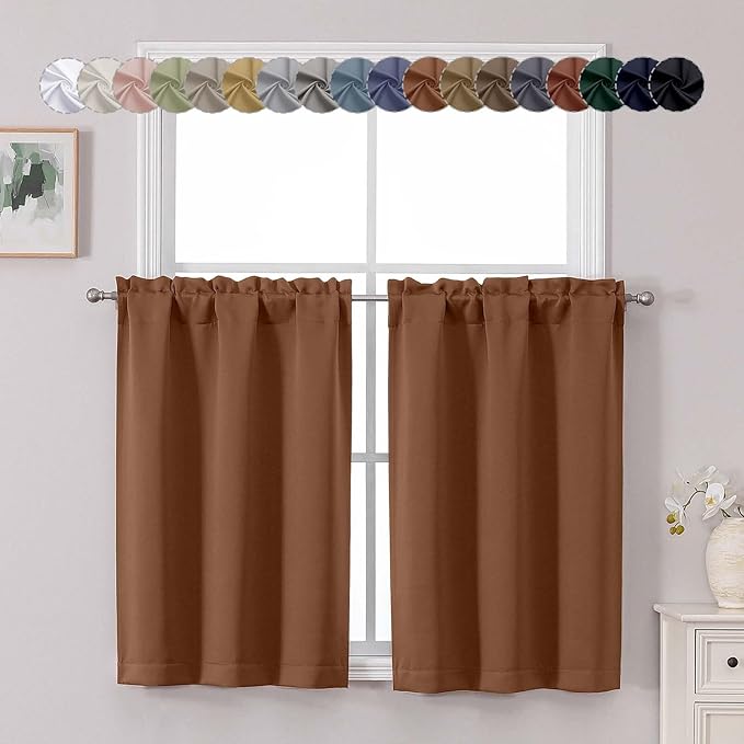 Chyhomenyc Sun Baked Short Blackout Curtains 36 Inch Length, Small Kitchen by Chyhomenyc