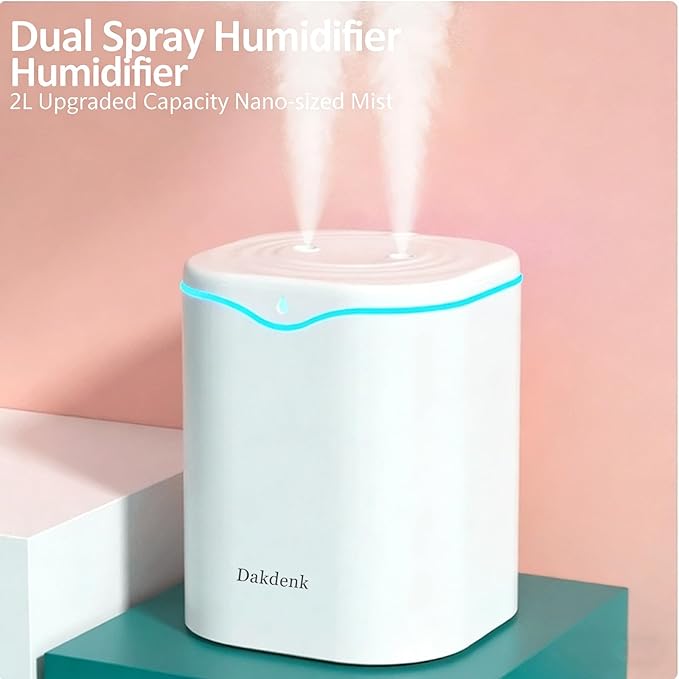 Dakdenk Dual Nozzle Cool Mist Humidifier, Quiet Top-Fill Humidifier - Image 3